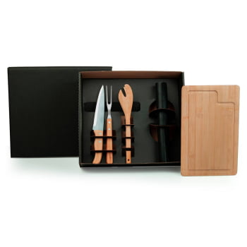 Kit Churrasco Personalizado 5 Peças com Esteira Grill SMKT-90223 Brinde Personalizado