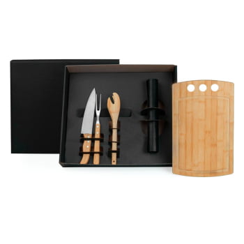 Kit Churrasco Personalizado 5 Peças com Esteira Grill SMKT-90224 Brindes Personalizados