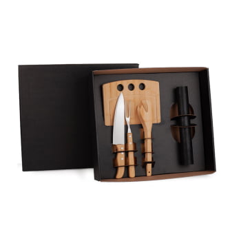 Kit Churrasco Personalizado 5 Peças com Esteira Grill SMKT-90224 Brindes Personalizados