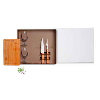 Kit Churrasco Personalizado 5 Peças Com Taças para Cerveja SMKT-9015M-BCO Brindes Personalizados