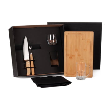 Kit Churrasco Personalizado 6 Peças Caixa Preta SMKT-90061 Brinde Personalizado