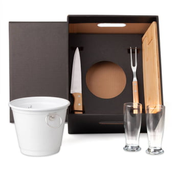 Kit Churrasco Personalizado 6 Peças Caixa Preta SMKT-90228 Brinde Personalizado