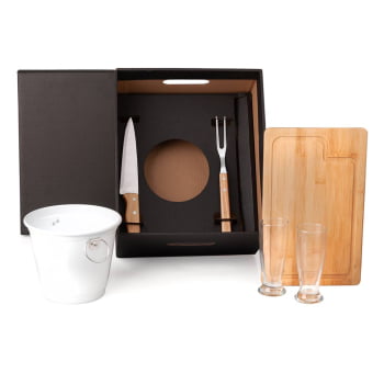Kit Churrasco Personalizado 6 Peças Caixa Preta SMKT-90228 Brinde Personalizado