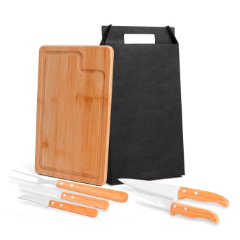 Kit Churrasco Personalizado 6 Peças Caixa Preta SMMB-19153 Brindes Personalizados