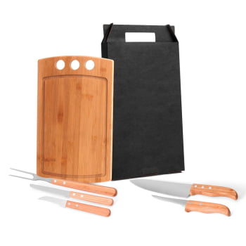 Kit Churrasco Personalizado 6 Peças Caixa Preta SMMB-21533 Brindes Personalizados