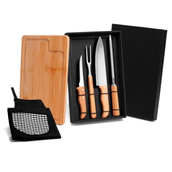 Kit Churrasco Personalizado 6 Peças Caixa Preta SMME-04823 Brinde Personalizado
