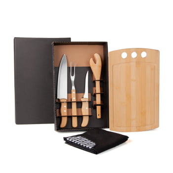 Kit Churrasco Personalizado 6 Peças Caixa Preta SMME-21803 Brindes Personalizados