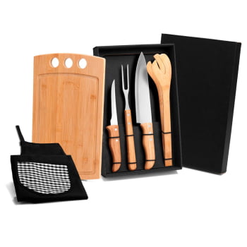 Kit Churrasco Personalizado 6 Peças Caixa Preta SMME-21803 Brindes Personalizados