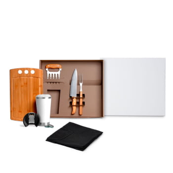 Kit Churrasco Personalizado 6 Peças Copo Térmico SMKT-90301-BCO Brindes Personalizados