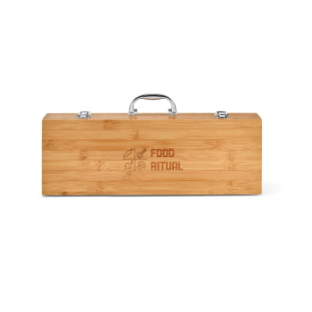 Kit Churrasco Personalizado 6 Peças SP93844 Caixa Bambu Brinde Personalizado