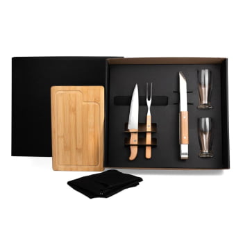 Kit Churrasco Personalizado 7 Peças Caixa Preta SMKT-90253 Brindes Personalizados