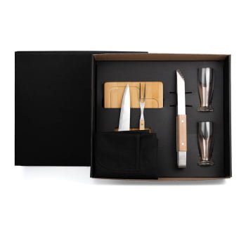 Kit Churrasco Personalizado 7 Peças Caixa Preta SMKT-90253 Brindes Personalizados
