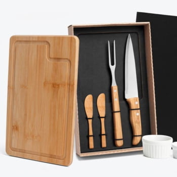 Kit Churrasco Personalizado 7 Peças Caixa Preta SMME-19663 Brinde Personalizado