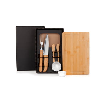Kit Churrasco Personalizado 7 Peças Caixa Preta SMME-19663 Brinde Personalizado