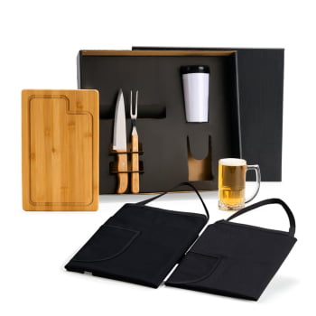 Kit Churrasco Personalizado 7 Peças Com Avental SMKT-90466 Brindes Personalizados