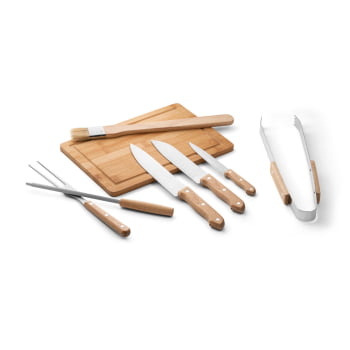 Kit Churrasco Personalizado 7 Peças SP94104 Estojo 210D Brindes Personalizados