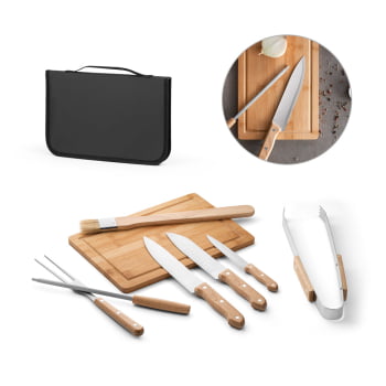 Kit Churrasco Personalizado 7 Peças SP94104 Estojo 210D Brindes Personalizados