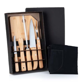 Kit Churrasco Personalizado 8 Peças Caixa Preta SMME-20883 Brinde Personalizado
