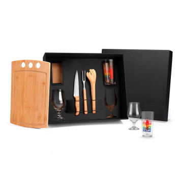 Kit Churrasco Personalizado 8 Peças Com Copo para Cerveja SMKT-90138-470 Brinde Personalizado