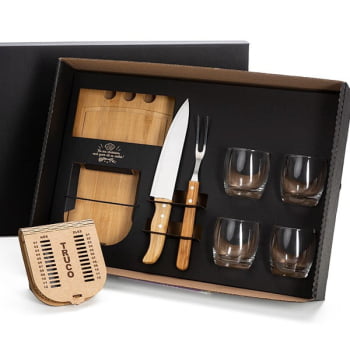 Kit Churrasco Personalizado 8 Peças Com jogo de Cartas SMKT-90076 Brinde Personalizado