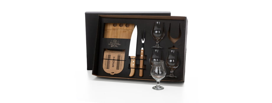Kit Churrasco Personalizado 8 Peças Com jogo de Cartas SMKT-90077 Brinde Personalizado