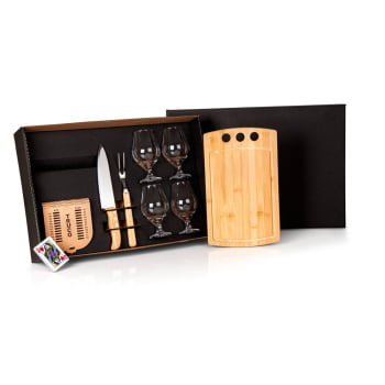 Kit Churrasco Personalizado 8 Peças Com jogo de Cartas SMKT-90077 Brinde Personalizado