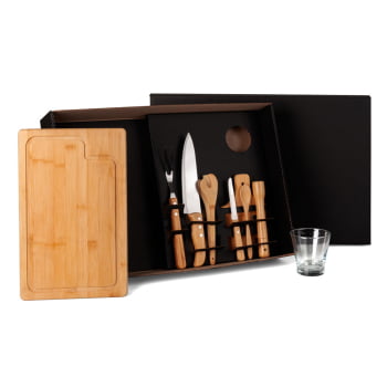 Kit Churrasco Personalizado 9 Peças Caixa Preta SMKT-90037 Brinde Personalizado