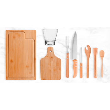 Kit Churrasco Personalizado 9 Peças Caixa Preta SMKT-90037 Brinde Personalizado