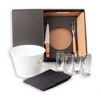 Kit Churrasco Personalizado 9 Peças Caixa Preta SMKT-90229 Brindes Personalizados