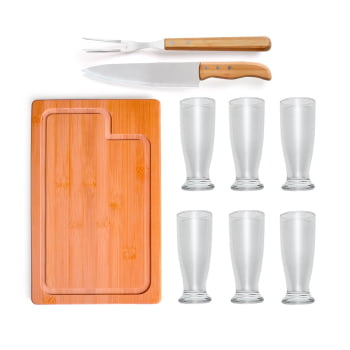 Kit Churrasco Personalizado 9 Peças Caixa Preta SMKT-9024H Brindes Personalizados