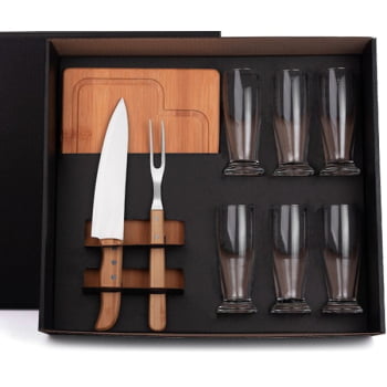 Kit Churrasco Personalizado 9 Peças Caixa Preta SMKT-9024H Brindes Personalizados