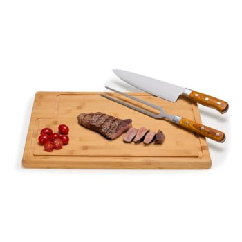 Kit Churrasco Personalizado Bambu e Inox 3 Peças SMME-39363 Brinde Personalizado