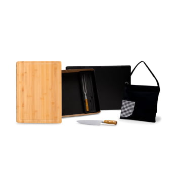 Kit Churrasco Personalizado Bambu e Inox 4 Peças SMME-46373 Brindes Personalizados