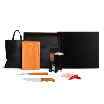 Kit Churrasco Personalizado Bambu e Inox 5 Peças SMKT-9061H Brinde Personalizado