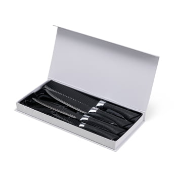 Kit Churrasco Personalizado Caixa 6 Peças Lâmina Aço Inoxidável X08123 Brinde Personalizado
