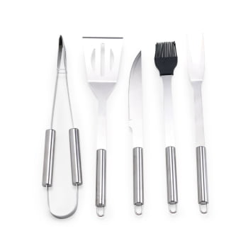 Kit Churrasco Personalizado Estojo de Nylon 5 Peças Aço Inoxidável X08217 Brindes Personalizados