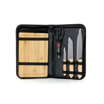 Kit Churrasco Personalizado Estojo de Nylon 5 Peças X02250 Brinde Personalizado