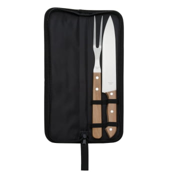 Kit Churrasco Personalizado Garfo e Faca Estojo 2 Peças X07447 Brinde Personalizado