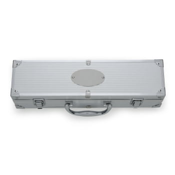 Kit Churrasco Personalizado Maleta Alumínio 3 peças Aço Inox X02759 Brindes Personalizados