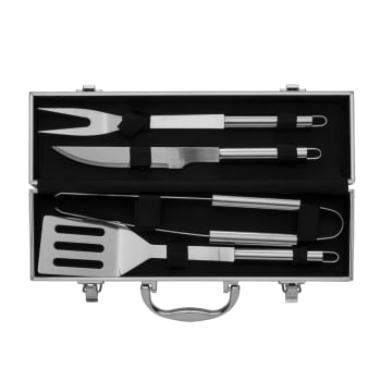 Kit Churrasco Personalizado Maleta com Revestimento 4 peças X01644 Brindes Personalizados