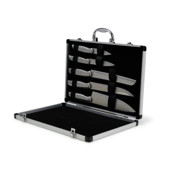 Kit Churrasco Personalizado Maleta com Revestimento 5 Peças X10081B Brinde Personalizado