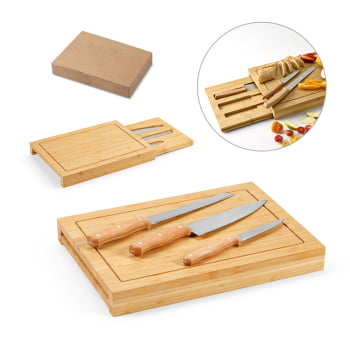 Kit Facas Personalizado Bambu 3 Peças SP94339 Brinde Personalizado