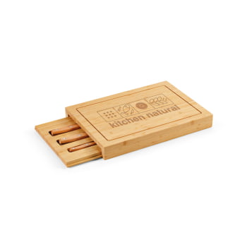 Kit Facas Personalizado Bambu 3 Peças SP94339 Brinde Personalizado