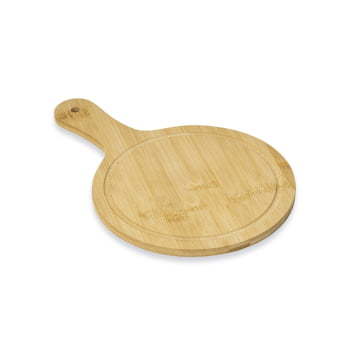 Tábua de Corte Personalizada 30x20 cm Bambu Redonda com Canaleta X18664P Brinde Personalizado