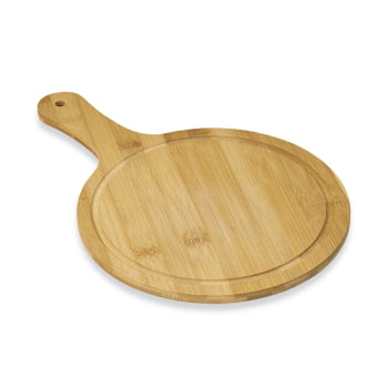 Tábua de Corte Personalizada 36x24 cm Bambu Redonda com Canaleta X18664M Brindes Personalizados