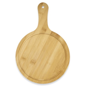 Tábua de Corte Personalizada 36x24 cm Bambu Redonda com Canaleta X18664M Brindes Personalizados