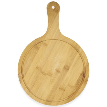 Tábua de Corte Personalizada 38x26 cm Bambu Redonda com Canaleta X18664G Brindes Personalizados