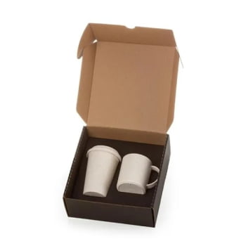 Kit Copo e Caneca Personalizado Bambu 2 Peças SMKT-90160 Brindes Personalizados