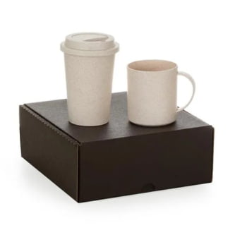 Kit Copo e Caneca Personalizado Bambu 2 Peças SMKT-90160 Brindes Personalizados