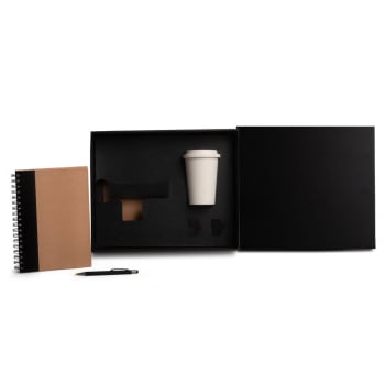 Kit Copo Caderno e Caneta 3 Peças Sustentável SMKT-90381 Brindes Personalizados